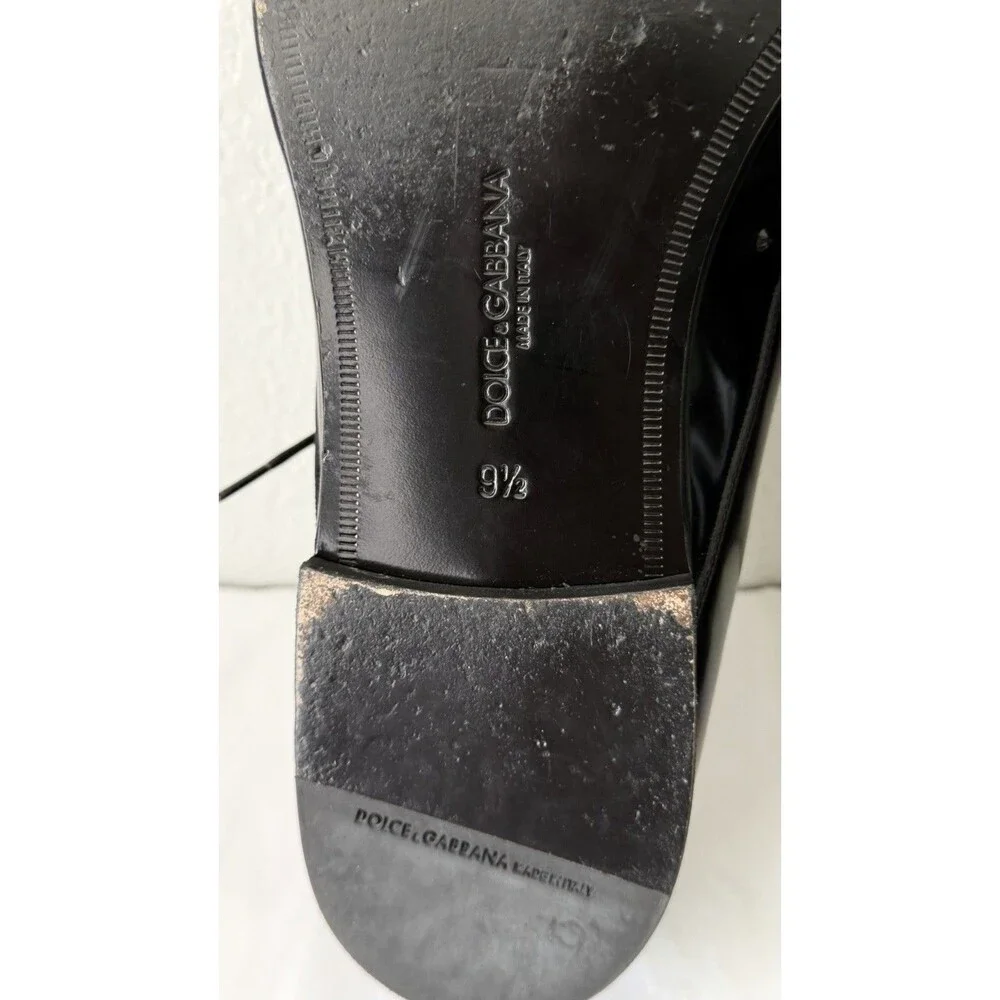 Dolce & Gabbana Black Crystal Oxford Shoes Authenticated Patent Leather Italy Sz